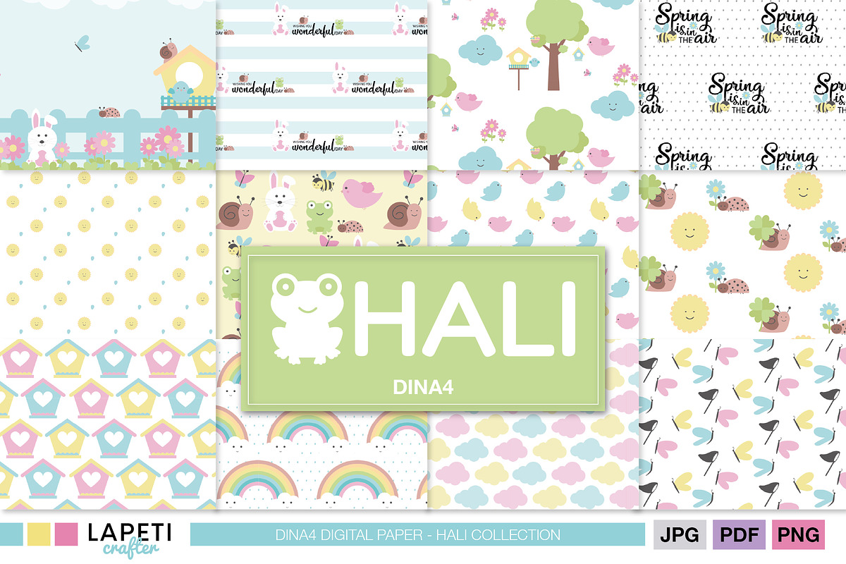 Spring Digital Paper Pack, a Pattern Graphic by Lapeticrafter (Photo 1 of 5)