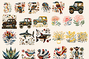 FOLK ART AUSTRALIAN ANIMALS CLIPART, an Animal Illustration by Daring Digies (Thumbnail 6 of 10)