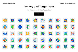 Archery and Target Icons, a Solid Icon by Wencory