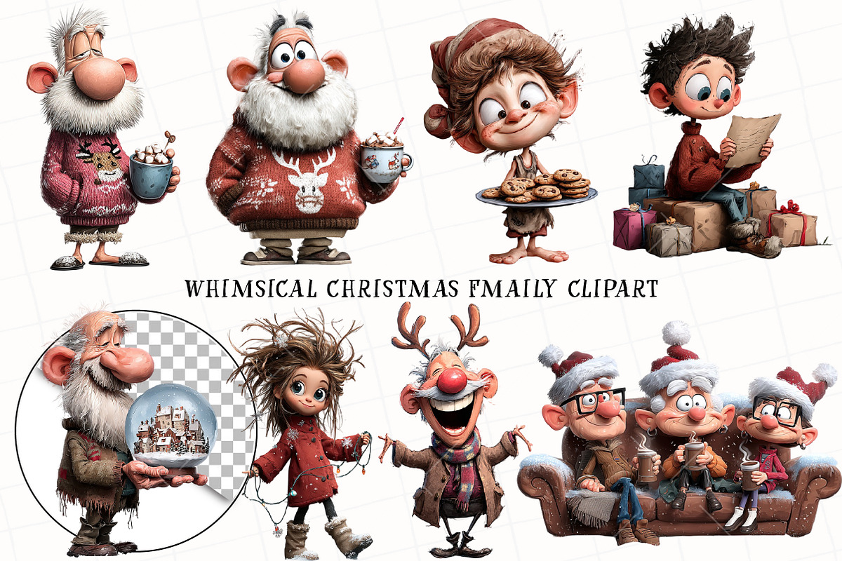 Whimsical Christmas Family Clipart, an Illustration by OK Design (Photo 2 of 6)