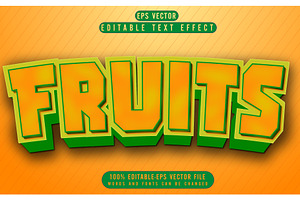 Fruits Vector 3d Editable Text