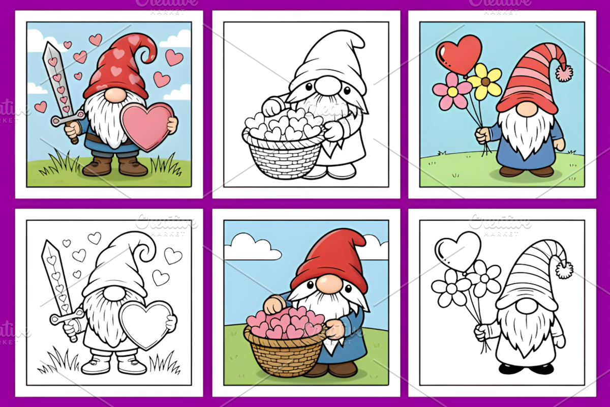 Love Gnome Day Coloring Pages, a Decorative Illustration by Coco Bloom (Photo 3 of 5)