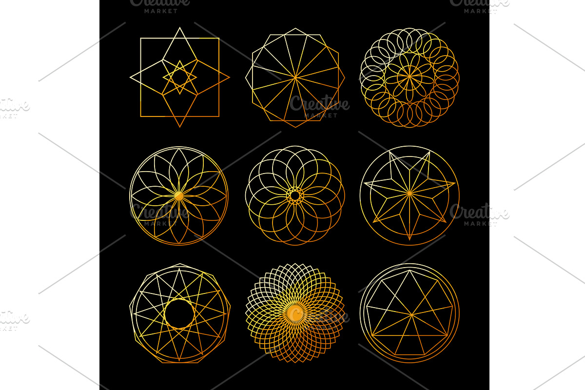 Sacred geometry golden symbols and, an Illustration by pikepicture