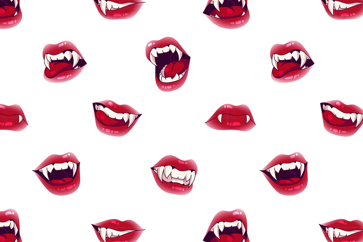 Vampire smiles with lips, fangs set, a Person Illustration by PaperTrident (Photo 4 of 4)