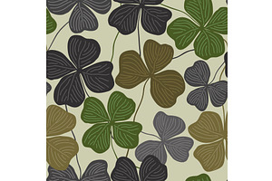 Clover Leaf Seamless Pattern, Hand