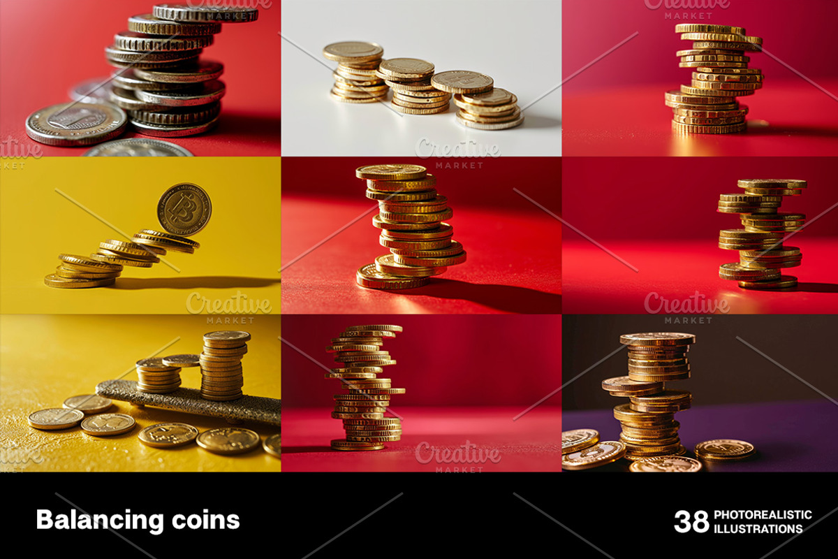 Balancing coins. 38 images, a Business Photo by Handmadefont (Photo 2 of 10)