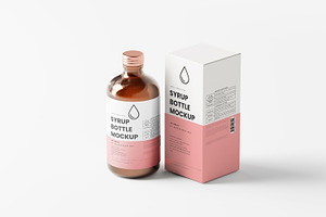 Syrup Bottle And Box Mockups