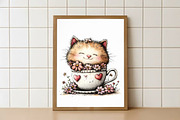 Whimsical Spring Cat Clipart Png, an Illustration by Watercolor design (Thumbnail 6 of 6)