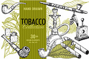Set smoking tobacco elements sketch, a Background Graphic by Live line (Thumbnail 1 of 6)