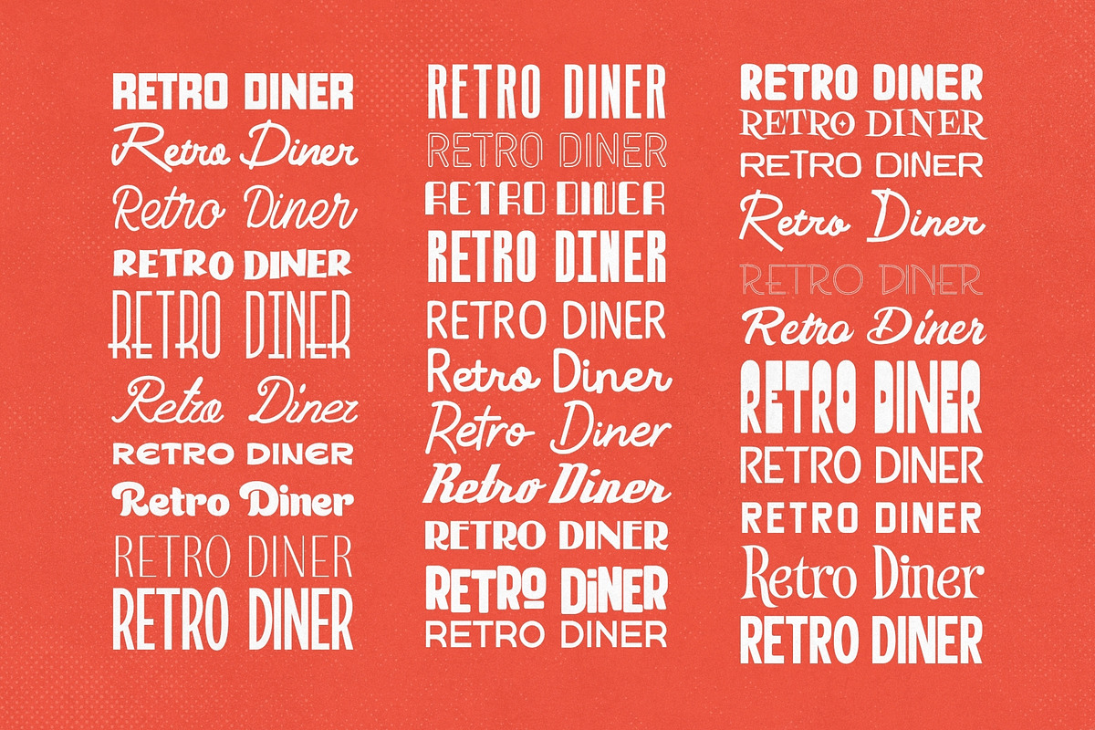 Diner Font Bundle - 30 Retro Fonts!, a Sans Serif Font by HipFonts (Photo 2 of 10)