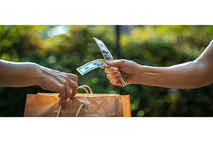 Cash Payment for Shopping Bag During, a Business Photo by piter.goskov