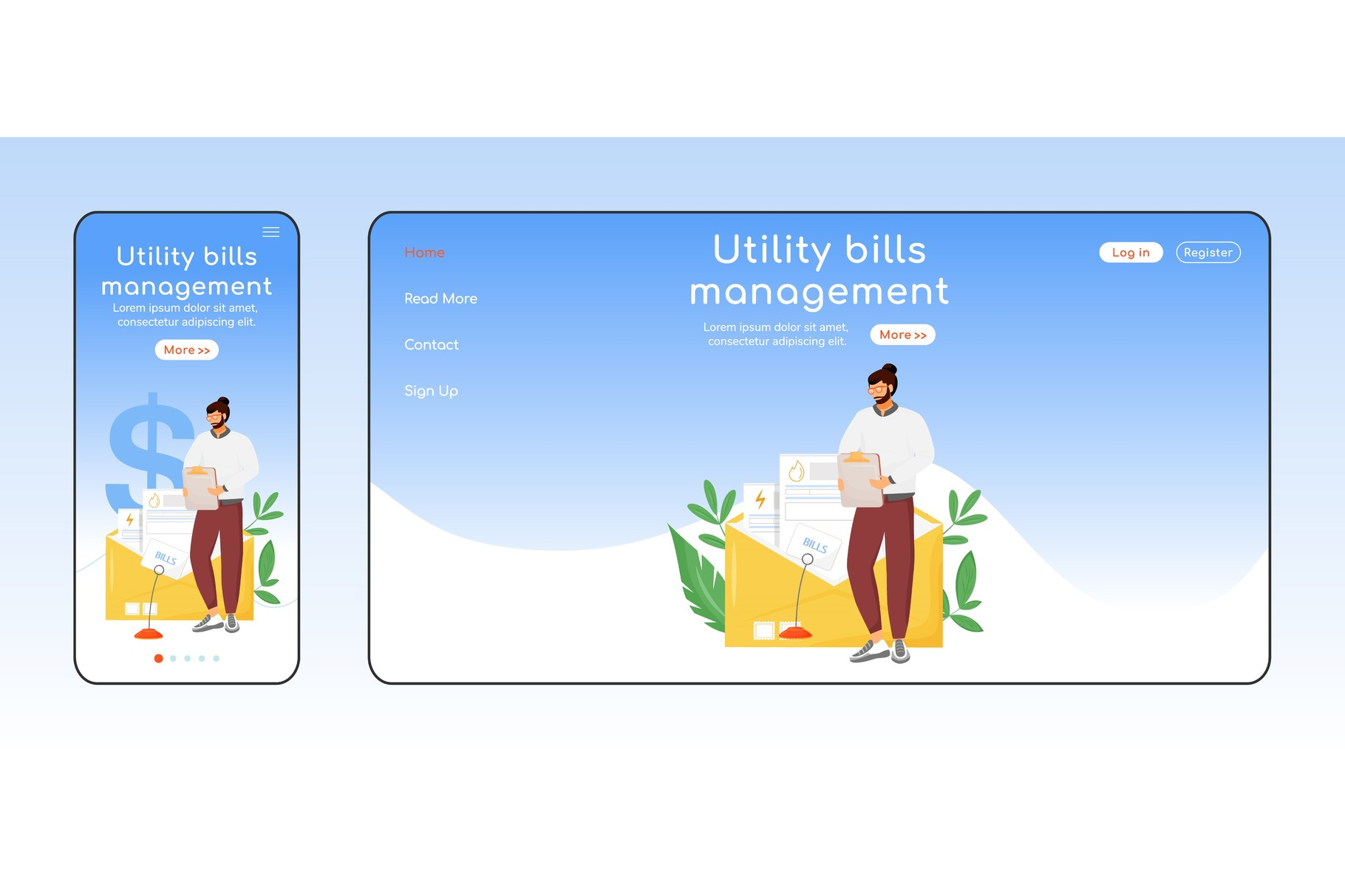 Utility bills management homepage, a Landing Page Template by IMG ...