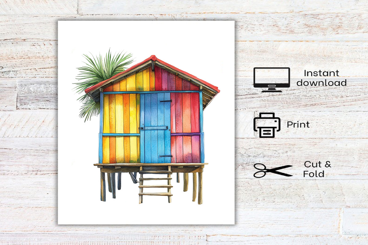 Watercolor Beach Landscape Clipart, an Illustration by Canvas Craft (Photo 7 of 7)