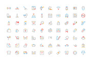 250 Hotel Colored Line Icons, an Outline Icon by Creative Stall (Thumbnail 2 of 4)