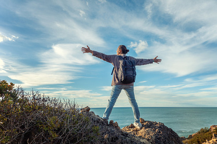 Happy traveler