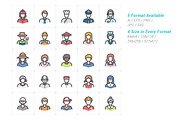 People Avatar Line with Color Icons, an Outline Icon by WORAKAMON Design Studio (Thumbnail 2 of 3)