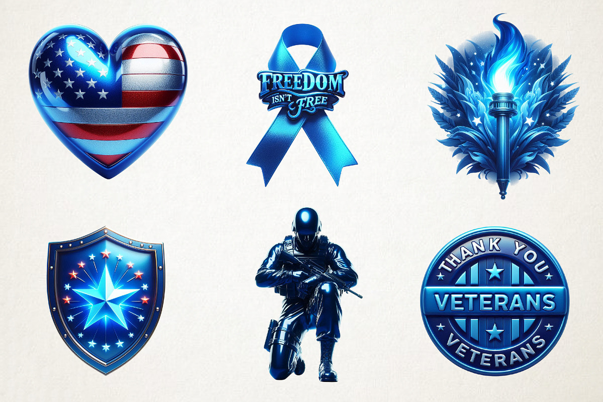 Blue Veterans Day Clipart, an Illustration by RobertsArt (Photo 7 of 7)