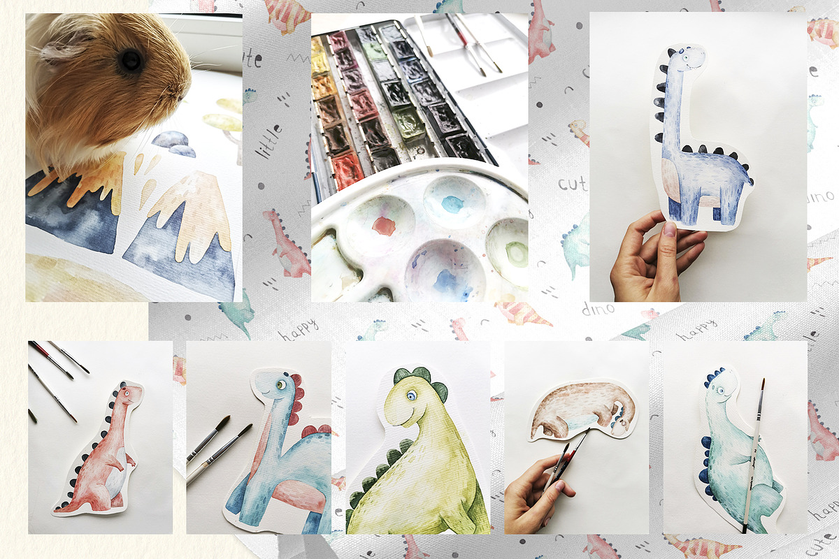 DINOSAUR childish watercolor, an Illustration by the_myro (Photo 7 of 8)
