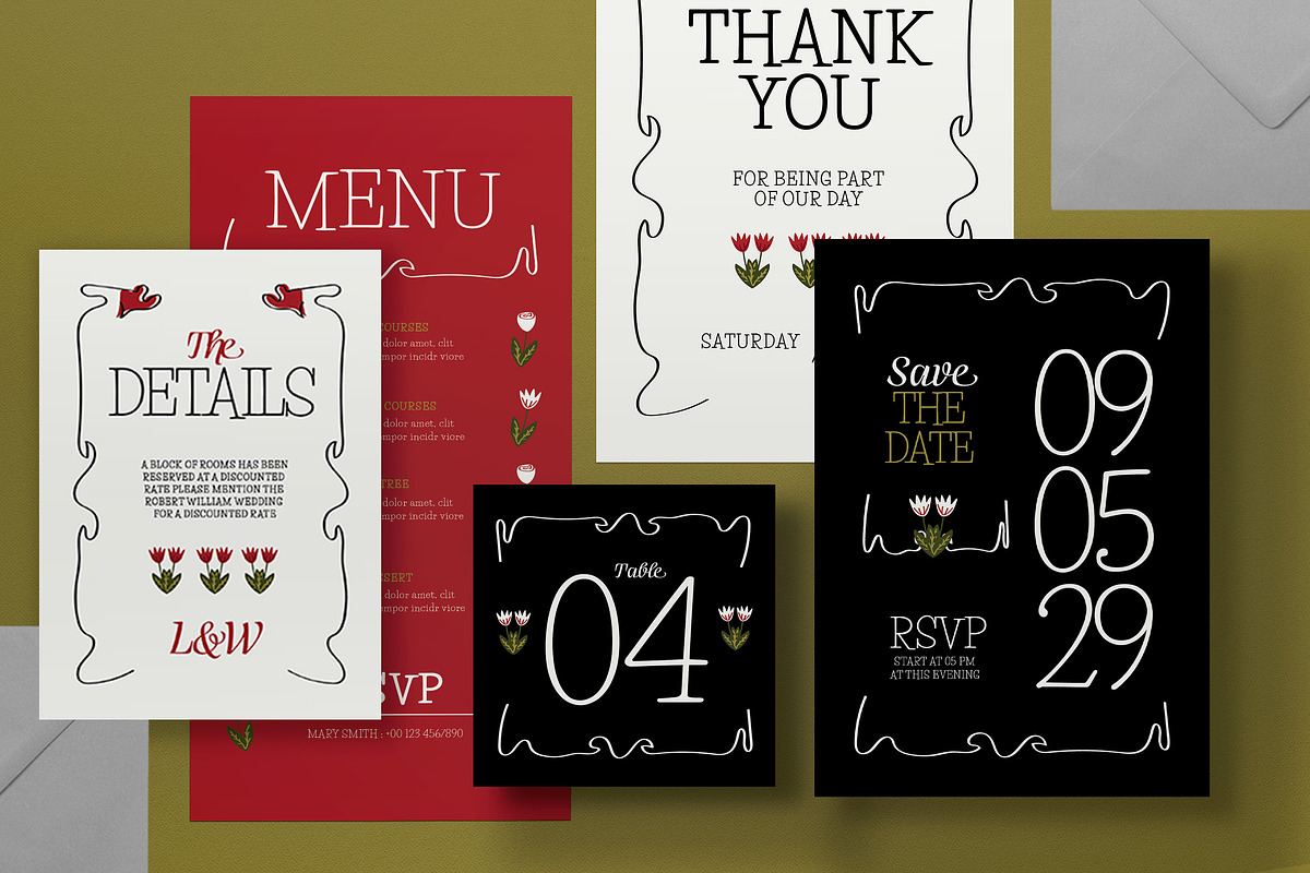 White Hand Drawn Wedding Invitation, an Invitation Template by graphicook (Photo 2 of 3)
