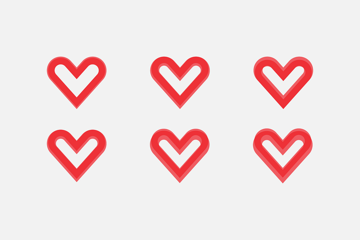 Set of Red Outline Heart Icons, a Decorative Illustration by Lakhan1998 (Photo 4 of 4)