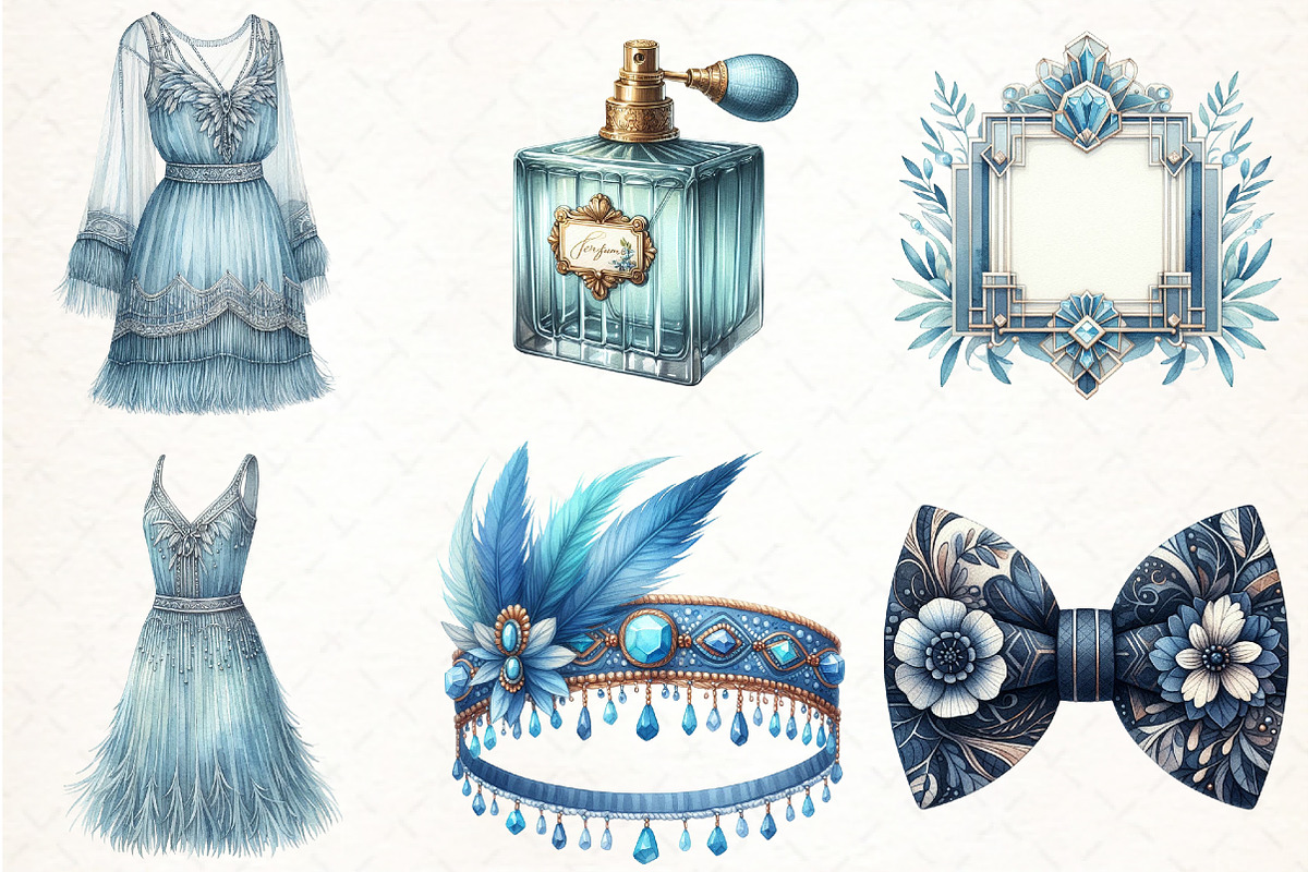 Blue Summer 1920 Clipart, an Illustration by Pixels.Craft (Photo 2 of 7)