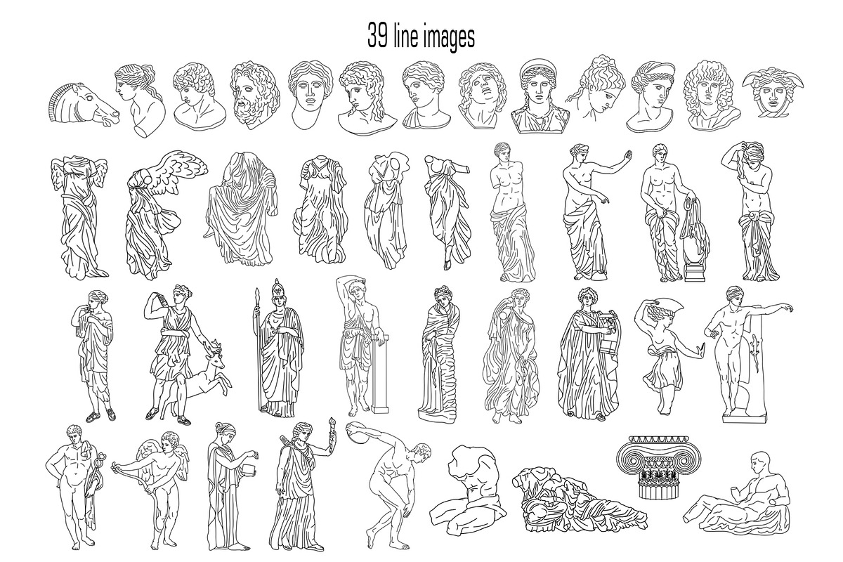 Antique Greek Sculpture Line Art, an Illustration by ViktoriArt (Photo 3 of 10)