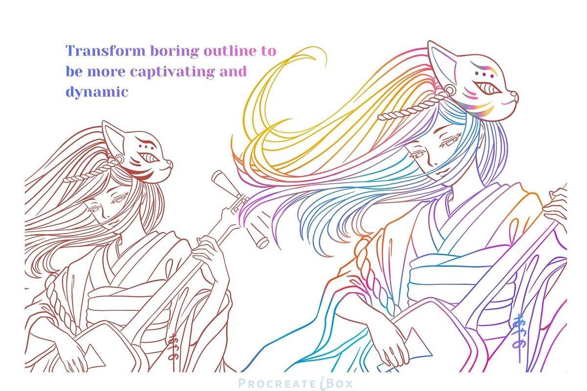 Procreate Gradient Rainbow Brush Set, a Brush Add-On by ProcreateiBox (Photo 4 of 7)