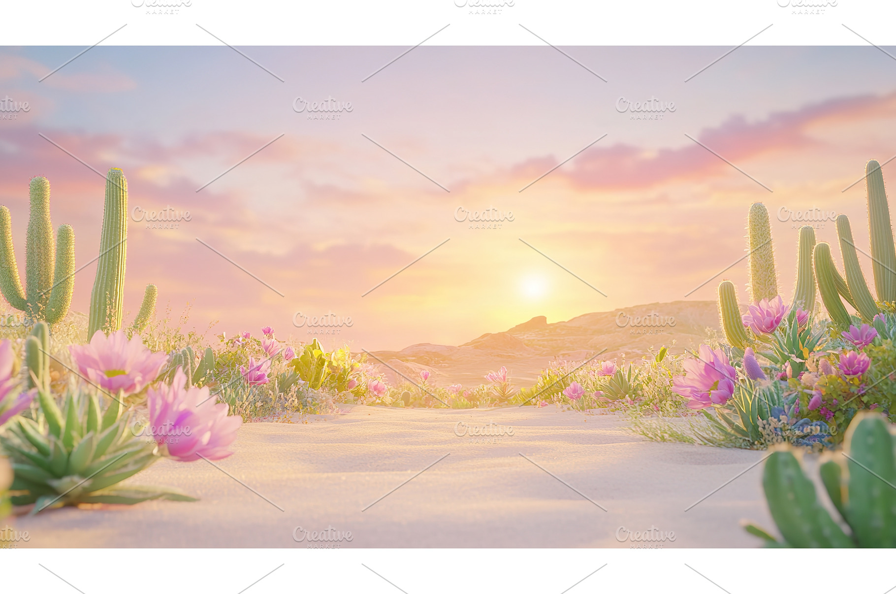 Serene desert landscape with cacti, a Nature Photo by Lermont51