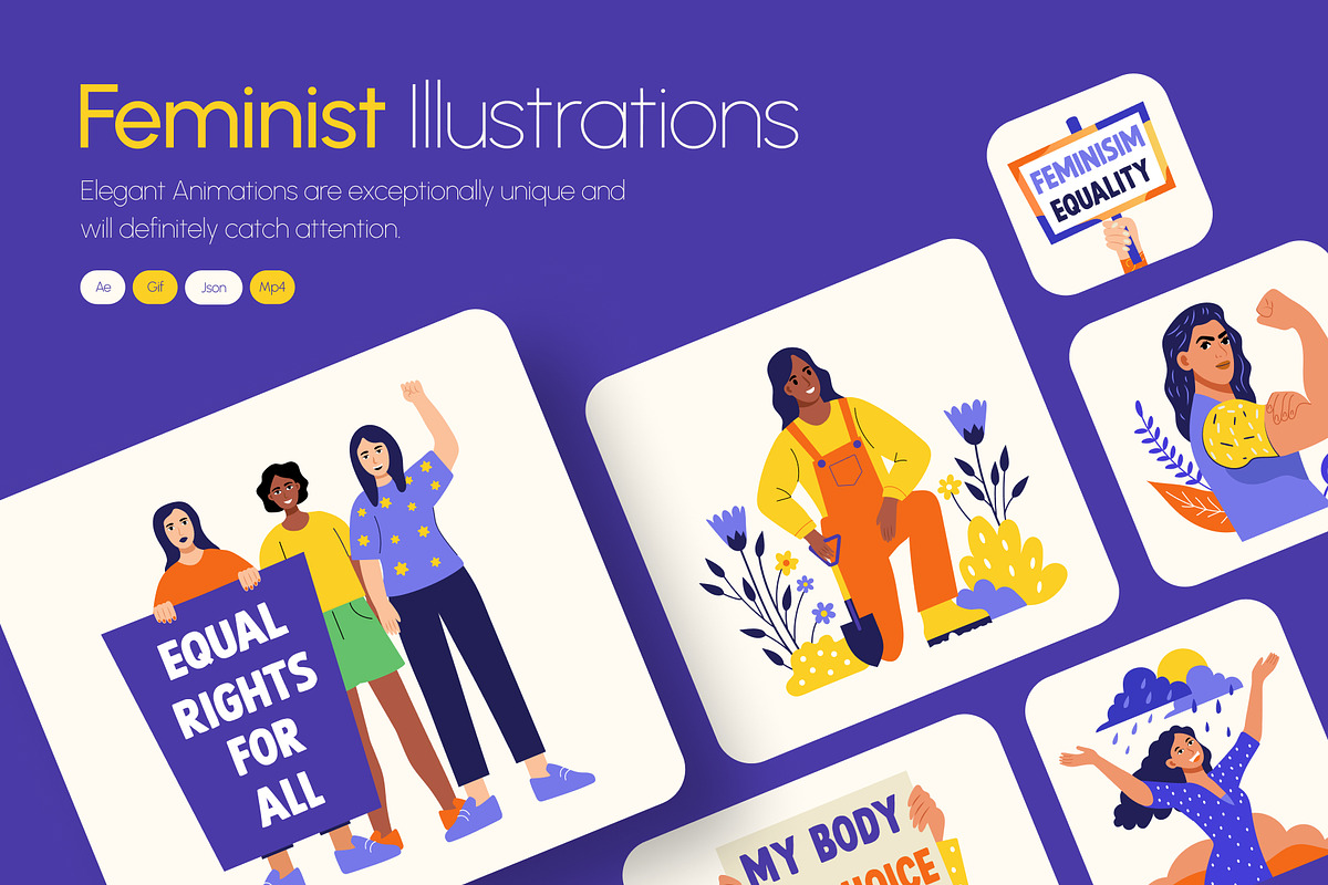 Animated Feminist Icons Illustration, a Person Illustration by Creative Stall (Photo 1 of 4)