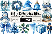 Cozy Christmas Blue Clipart, an Illustration by Black Bird Studio (Thumbnail 1 of 6)