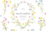 Watercolor Hand-painted Wildflowers, a Decorative Illustration by GraphicsDish (Thumbnail 1 of 5)