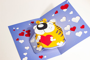 Tiger With Heart DIY Pop Up Card