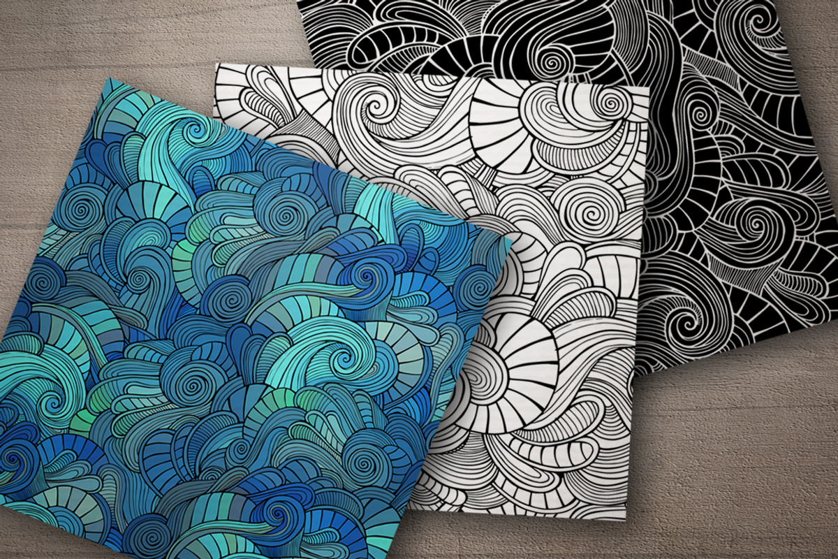 10 Waves Seamless Patterns preview 4