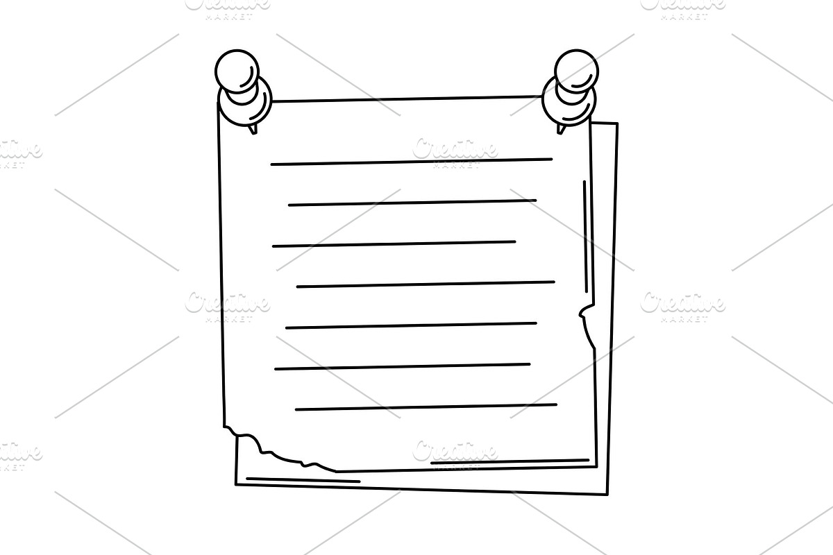 Paper note with pin., a Decorative Illustration by incomible
