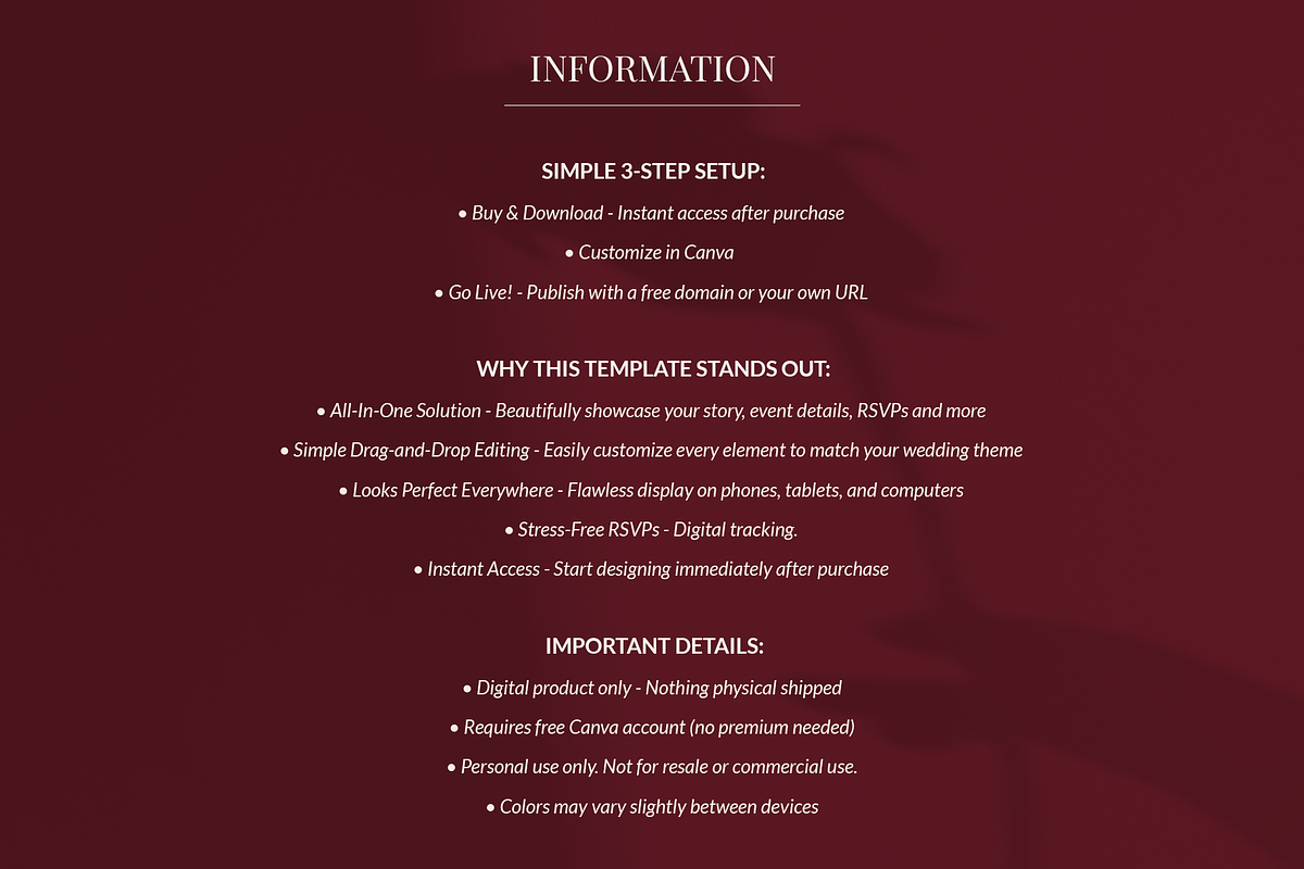 Wedding Website. Canva Template preview 5