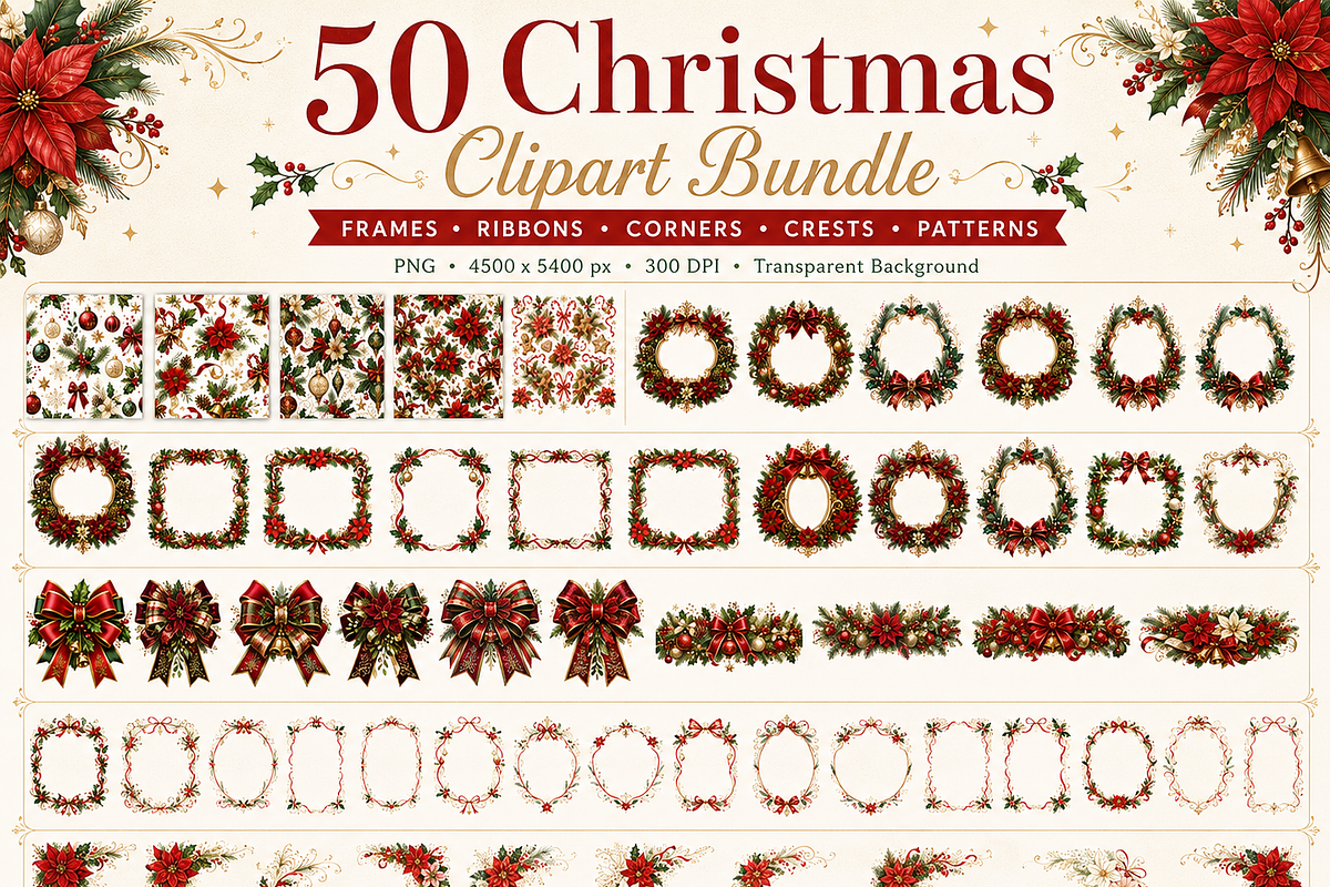50 Christmas frames borders ribbons, a Decorative Illustration by HeavensStar (Photo 8 of 8)