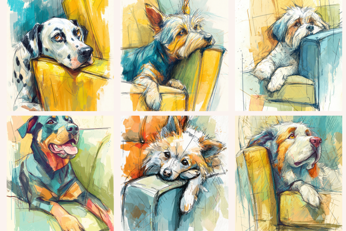 Watercolor Dogs on the Couch, an Animal Illustration by PrintHaven Designs (Photo 7 of 10)
