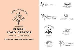 Hand Drawn Floral Logo Template Kit