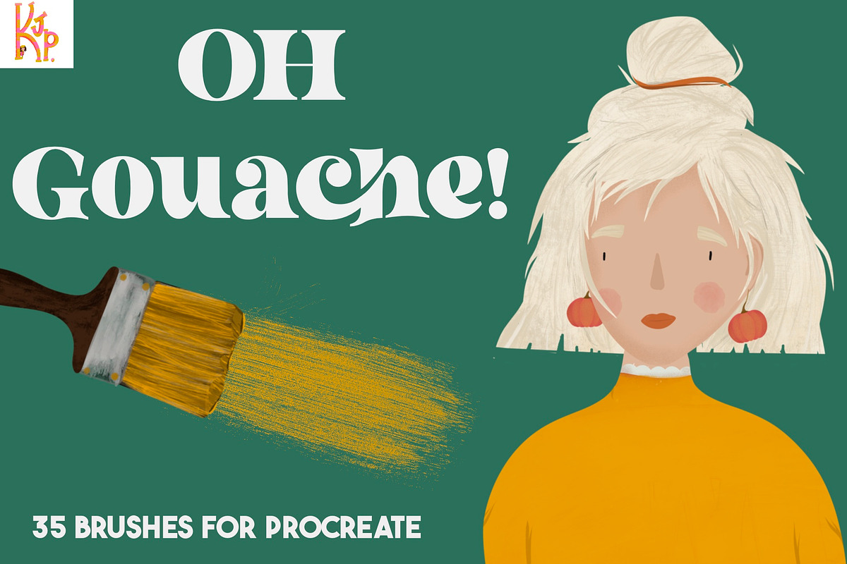 Oh Gouache Procreate Brushes, a Brush Add-On by KJP Designs (Photo 1 of 6)