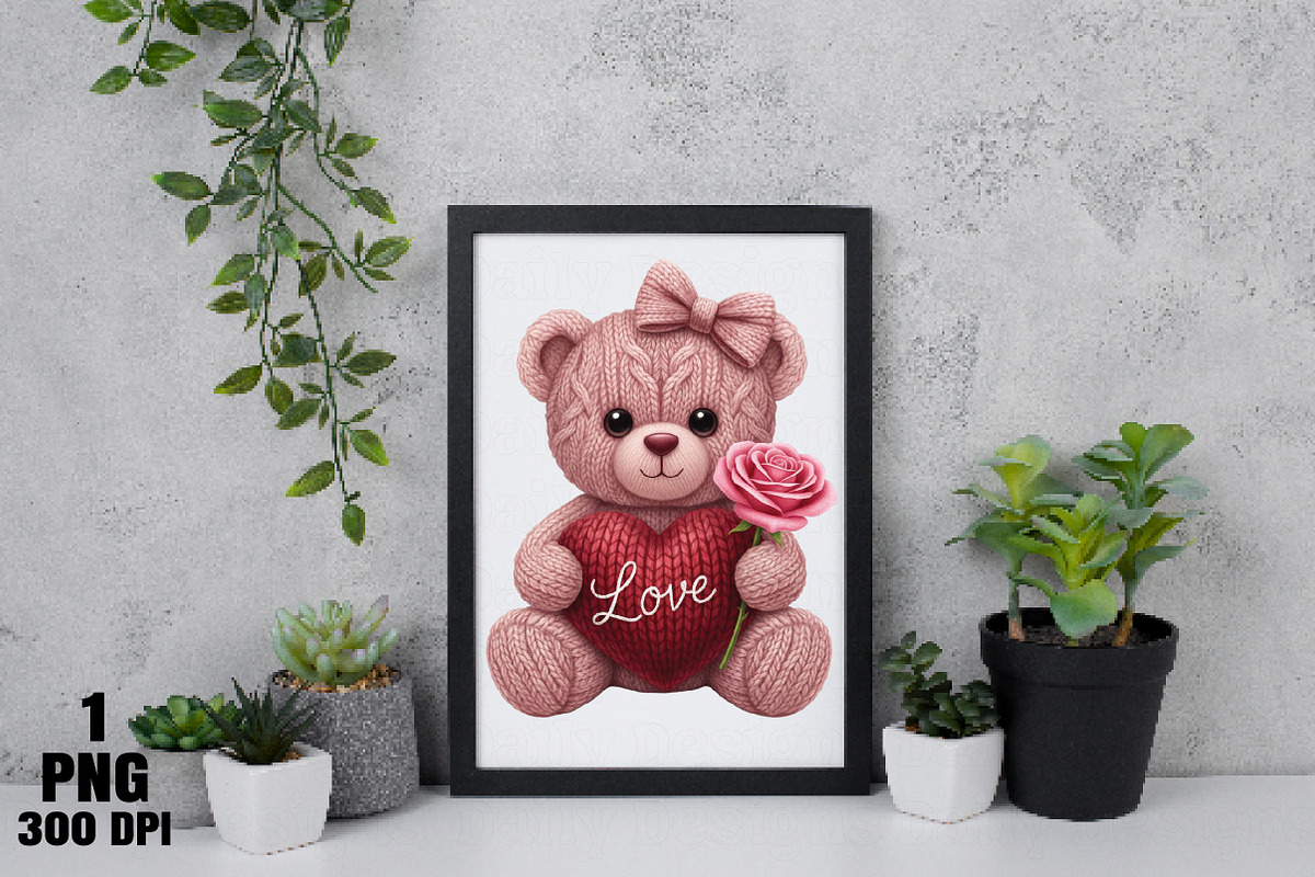 Faux Yarn Valentine Teddy Bear Png, an Illustration by Daily.Designs (Photo 4 of 5)