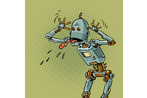 Pop Art Retro Robot sticks out