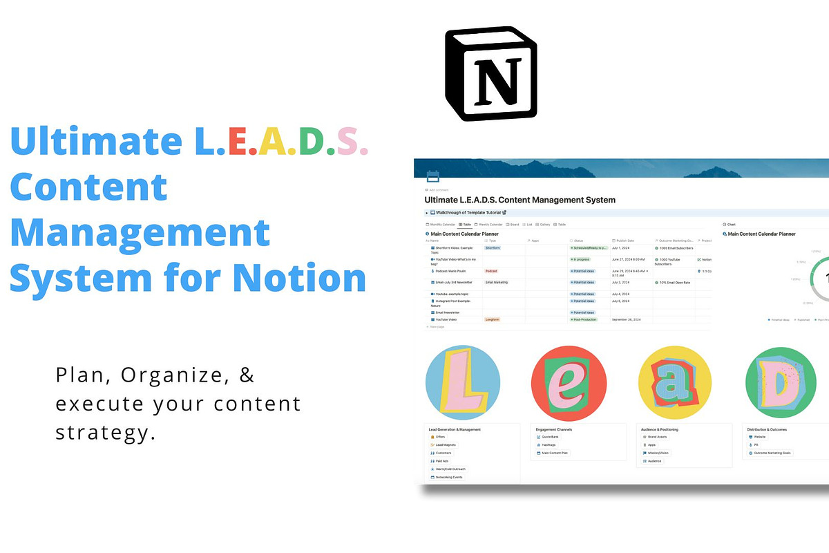 L.E.A.D.S Content Notion Template, a Social Media Template by Red Thread Studio