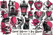 Gothic Valentine's Day Clipart, an Illustration by OK Design (Thumbnail 1 of 6)