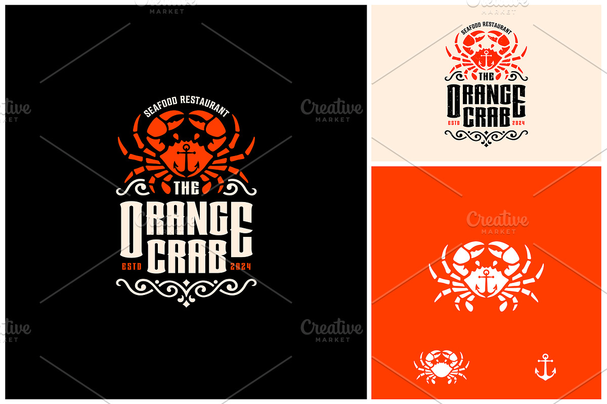 Crab Shell Claw Anchor Seafood logo, a Branding & Logo Template by Enola99d