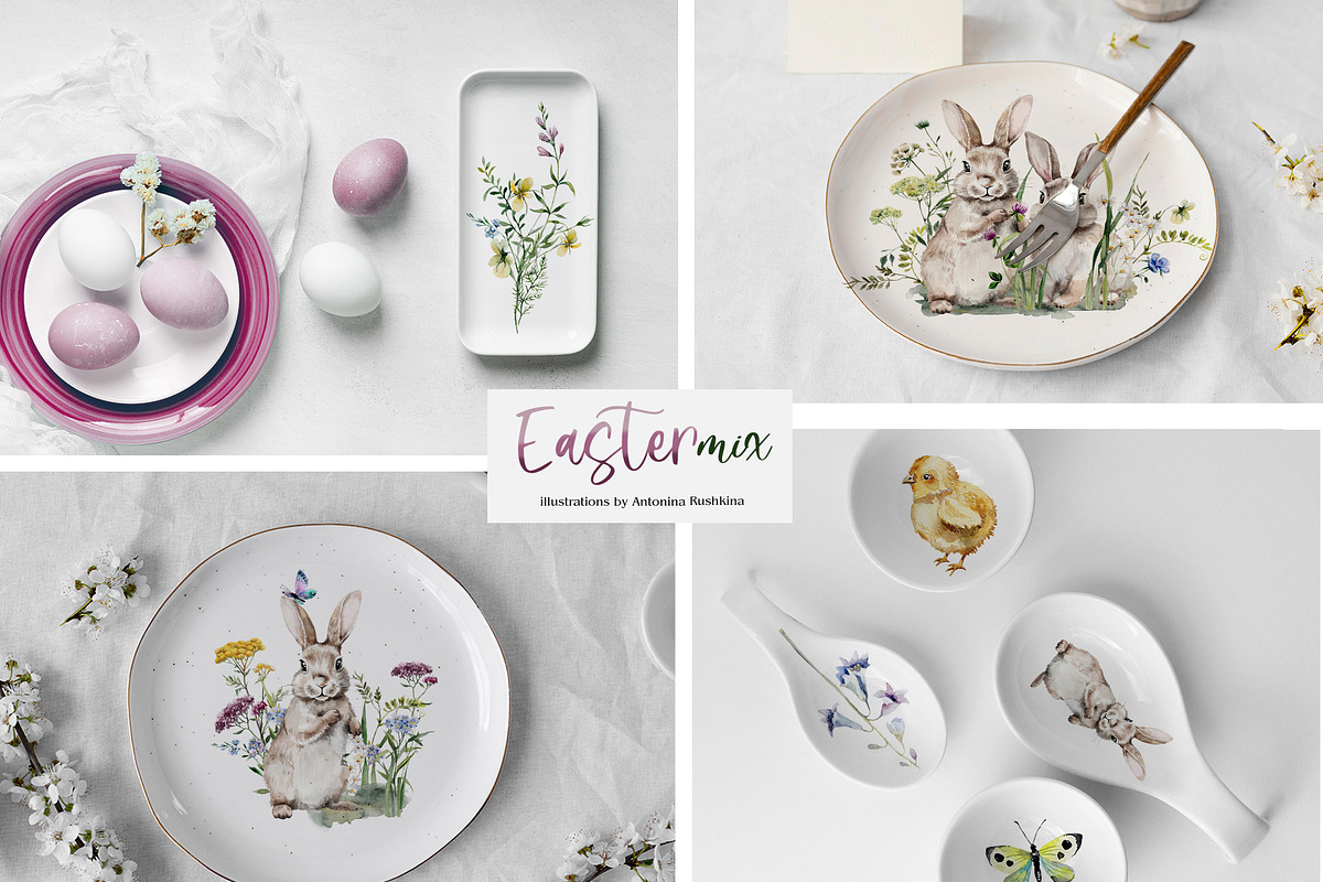 Watercolor Flowers and bunnies, a Decorative Illustration by RushkinaAntonina (Photo 4 of 5)