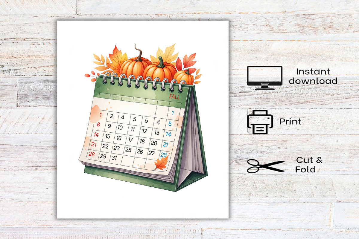 Autumn Green Planner Clipart Bundle, a Seasonal Illustration by Canvas Craft (Photo 8 of 8)