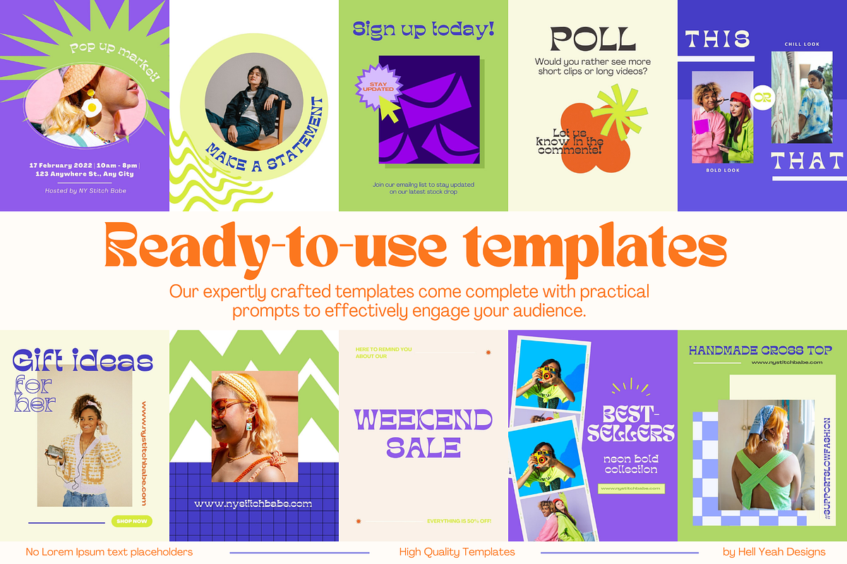 Funky Instagram Post Templates, a Design Template by Hell Yeah Designs (Photo 3 of 8)