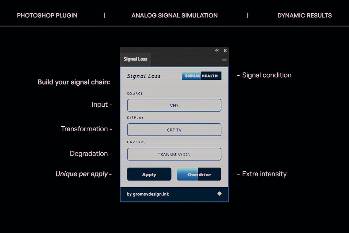Signal Loss - PS plugin for CRT, VHS, a Plug-in Add-On by Gromov Design (Photo 2 of 18)