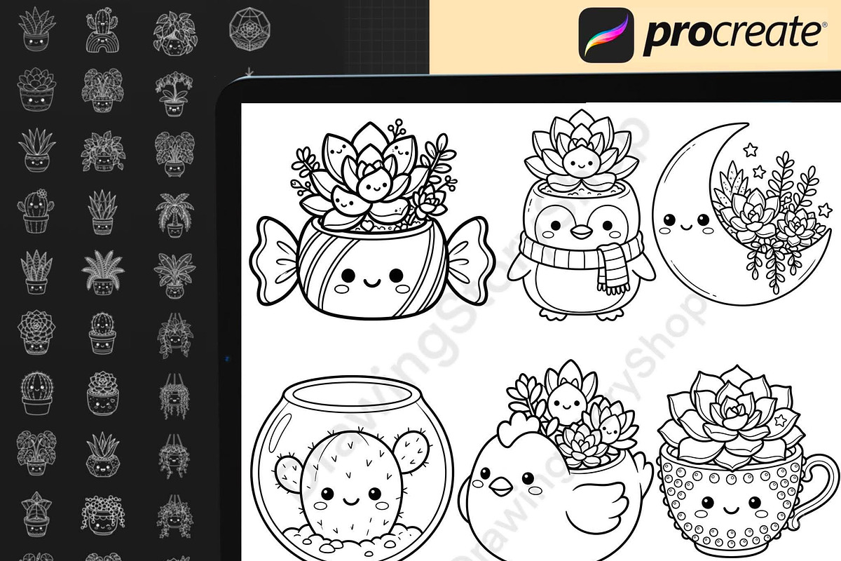 200Kawaii Plant Pot Procreate Stamps, a Brush Add-On by DrawingStoryShop (Photo 6 of 6)