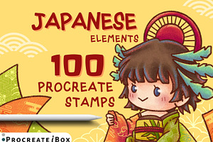 100 Procreate Japanese stamps, a Brush Add-On by ProcreateiBox